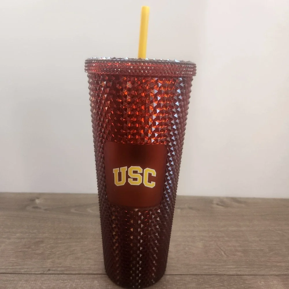 New‎ 2024 USC Trojans Starbucks Studded 24oz Red Cold Drink Tumbler Southern Cal